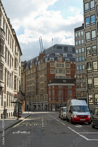 Quiet city street in London, England