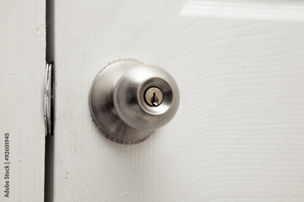 Closed closet door knob. Plenty of copy space Closed closet door knob. Plenty of copy space