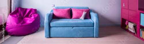 Obraz na płótnie Comfortable sack chair and sofa