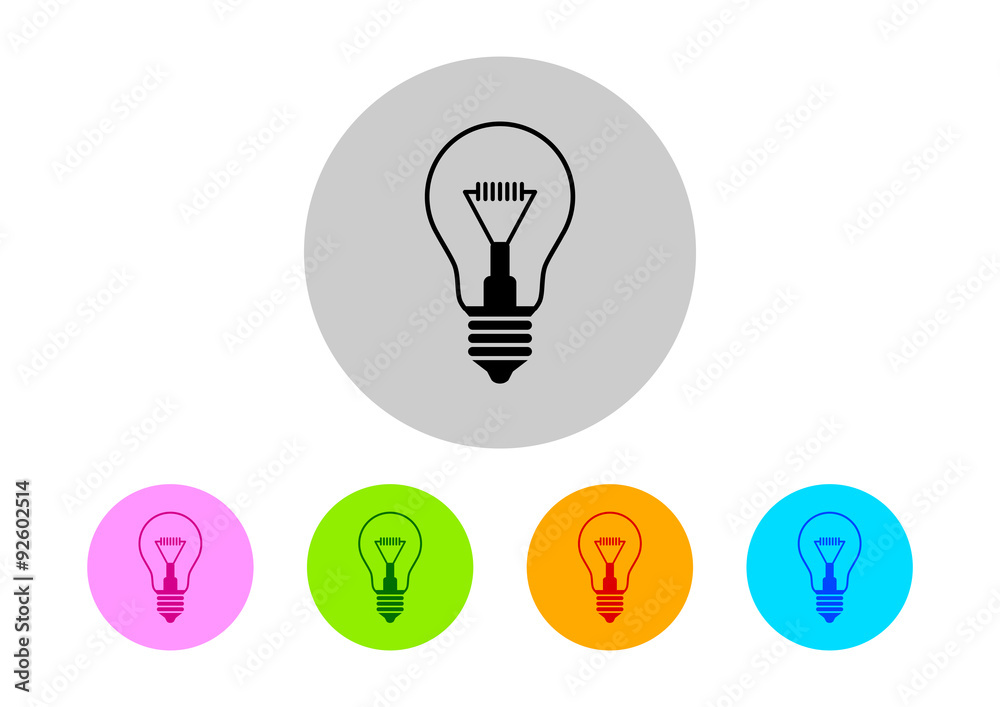 Colorful lightbulb icons on white background Colorful lightbulb icons on white background