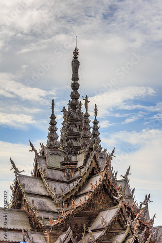 Sanctuary of Truth is a temple construction in Pattaya, Thailand