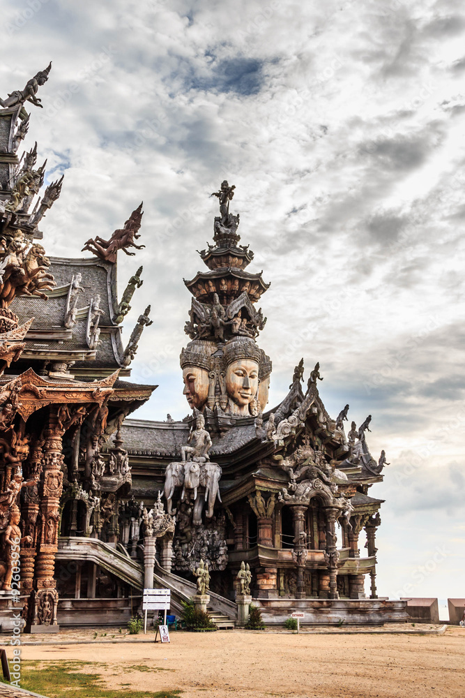 Sanctuary of Truth is a temple construction in Pattaya, Thailand Sanctuary of Truth is a temple construction in Pattaya, Thailand