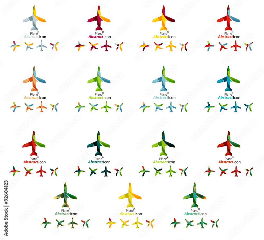 Set of color airplane logo icons