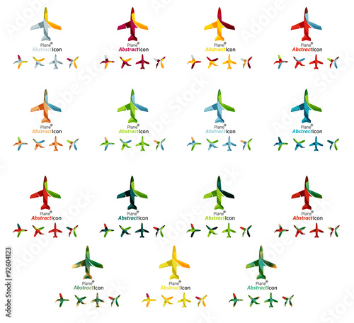 Set of color airplane logo icons