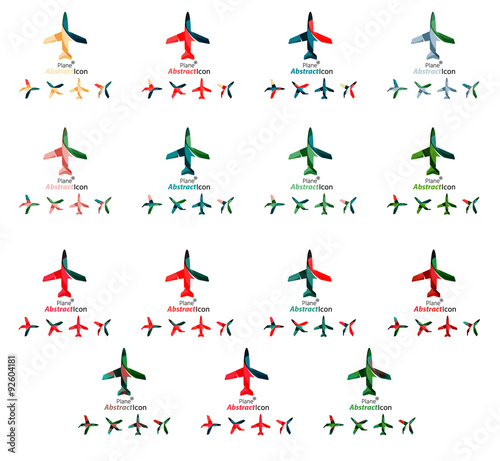 Set of color airplane logo icons