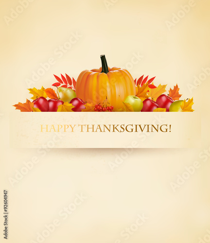 Retro Happy Thanksgiving Background. Vector.