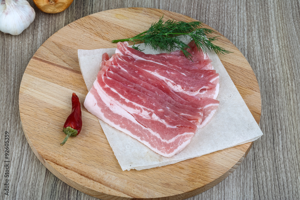 Raw bacon