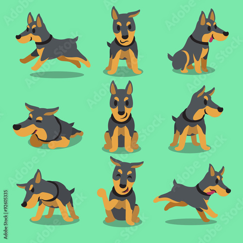 Cartoon character doberman dog poses