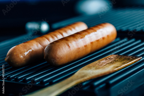 sausages on the grill