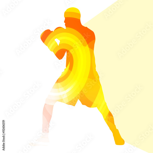 Boxing active young man box sport silhouette illustration vector