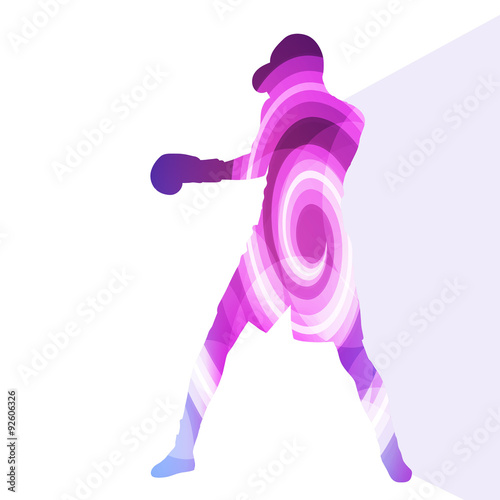 Boxing active young man box sport silhouette illustration vector