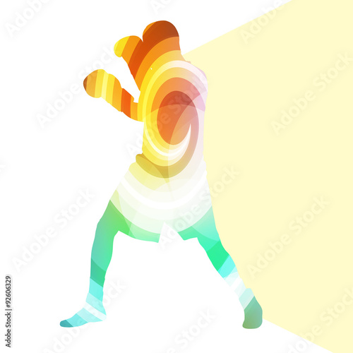 Boxing active young man box sport silhouette illustration vector