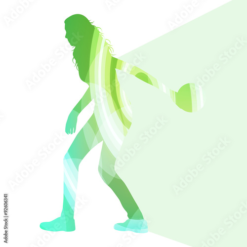 Woman bowler bowling silhouette illustration vector background c