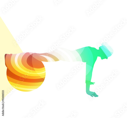 Woman with fitness ball silhouette illustration vector backgroun