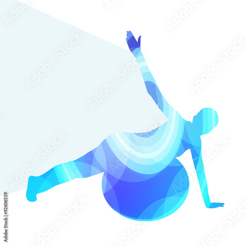 Woman with fitness ball silhouette illustration vector backgroun