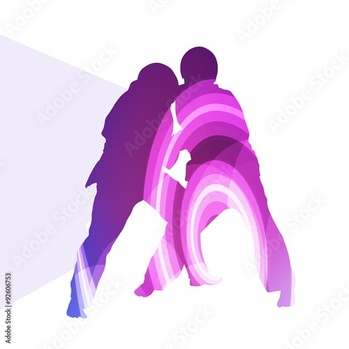 Judo abstract man silhouette illustration vector background colo