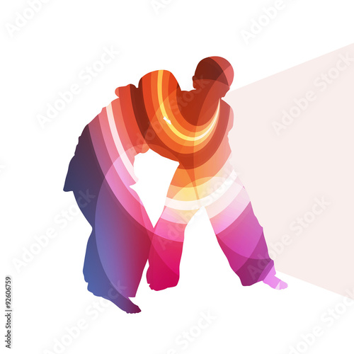Judo abstract man silhouette illustration vector background colo