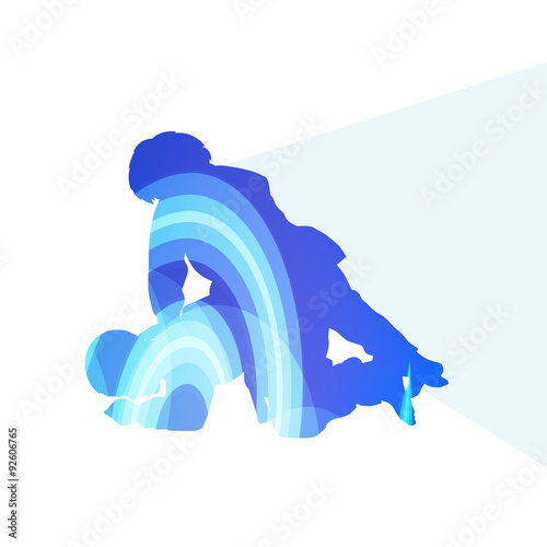 Judo abstract man silhouette illustration vector background colo