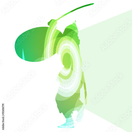 Medieval warrior crusader man silhouette illustration vector bac