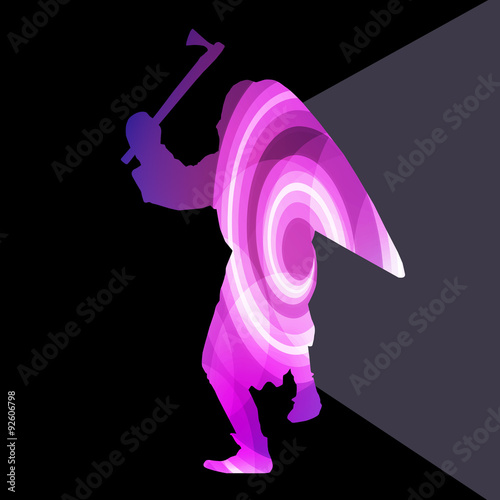 Medieval warrior crusader man silhouette illustration vector bac