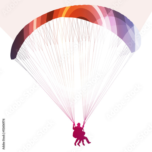 Paraglider flying silhouette illustration vector background colo