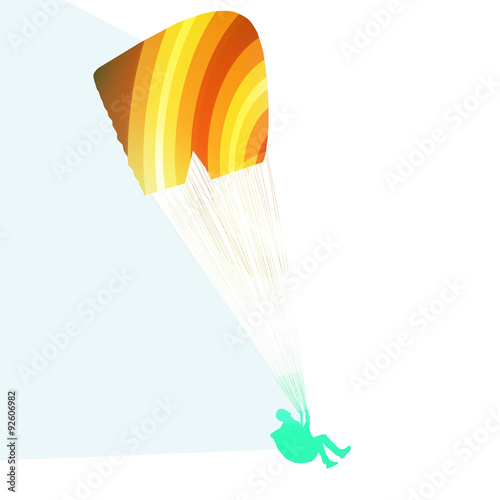 Paraglider flying silhouette illustration vector background colo