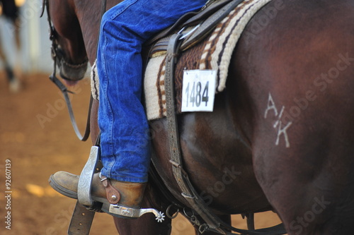Rider foot in the stirrup