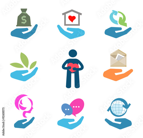 business vector logo design template. palm or hand icon