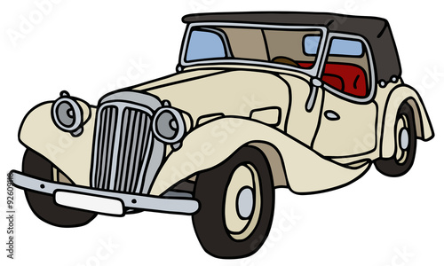 Vintage light cabriolet, hand drawn vector illustration