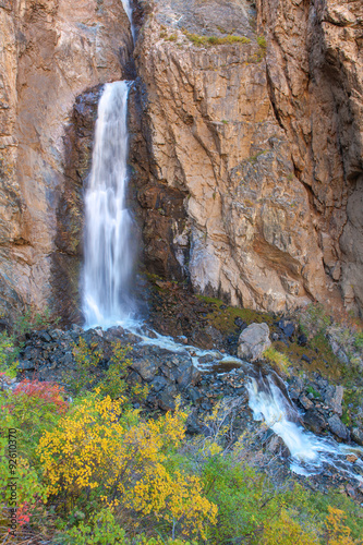 waterfall in the autumn mountains