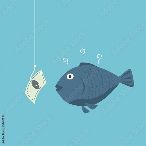 Investment money use. fish concept