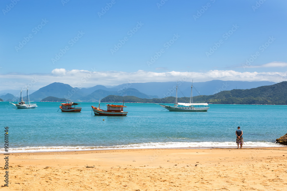 Beautiful beach in the north shore of Sao Paulo state in Brazil, South America