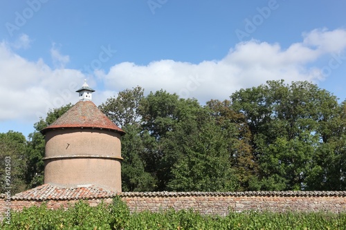 Old dovecote with vineyard in Beaujolais, France