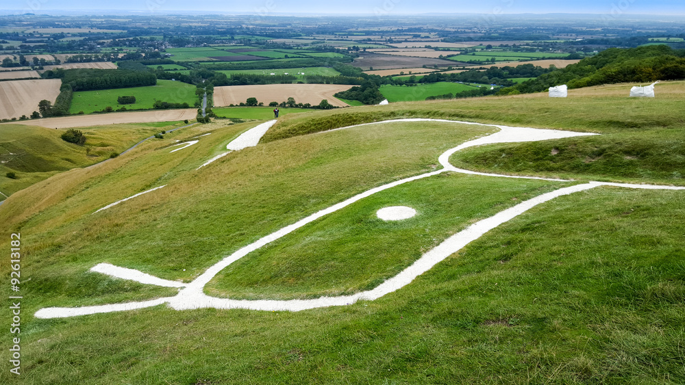 Ancient Chalk Horse etched in Oxfordshire hillside
