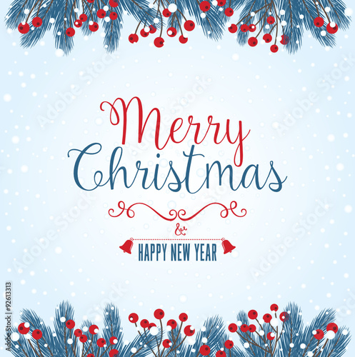 Wintry Background with Christmas Greetings