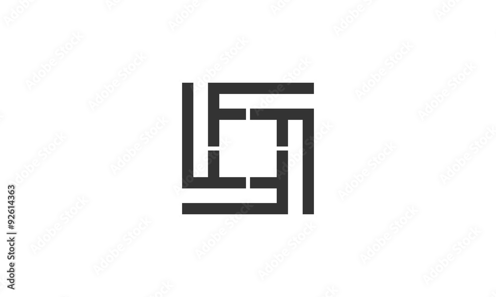 Square letter F logo design template