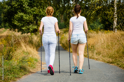 Nordic walking - active people working out