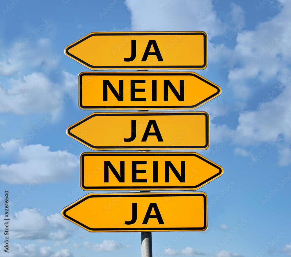 Ja nein,ja ,nein,entscheidung,schild,richtung, StockFoto Adobe Stock