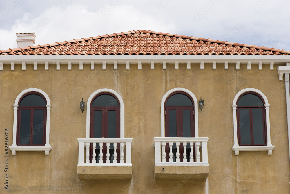 European style home balcony.
