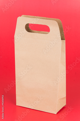 paper bag on red background