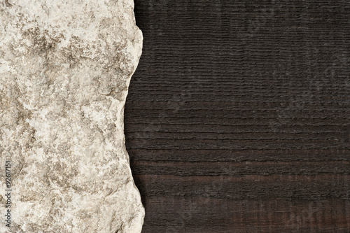 Stone on the wood background