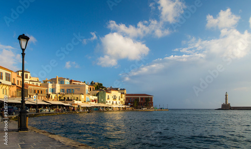 View of the old port of Chania, Crete, Greece.