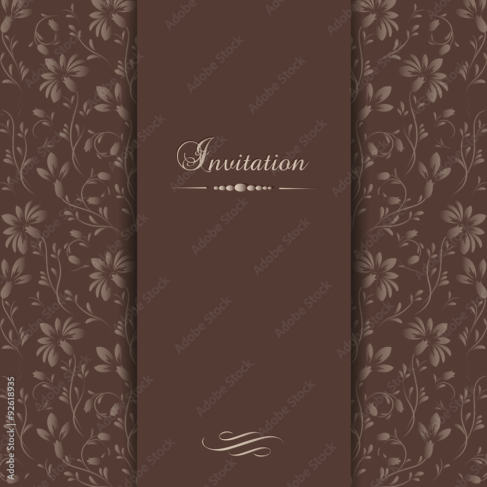 Elegant vector template for invitation with floral ornament