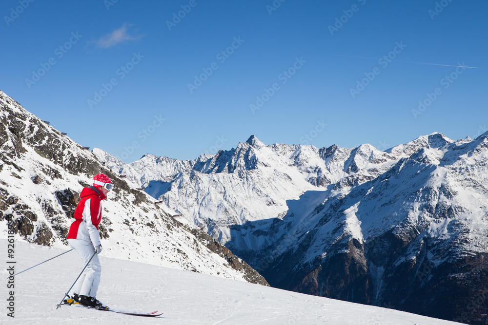 Woman At Ski Resort Of Soelden