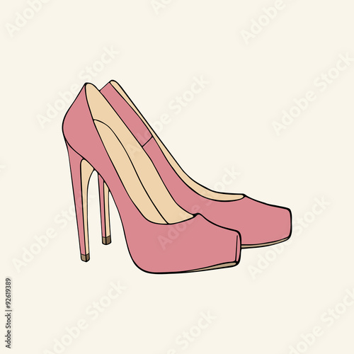 Pink high-heeled shoes