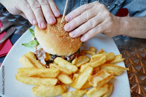 Quadro em tela Hamburger frites
