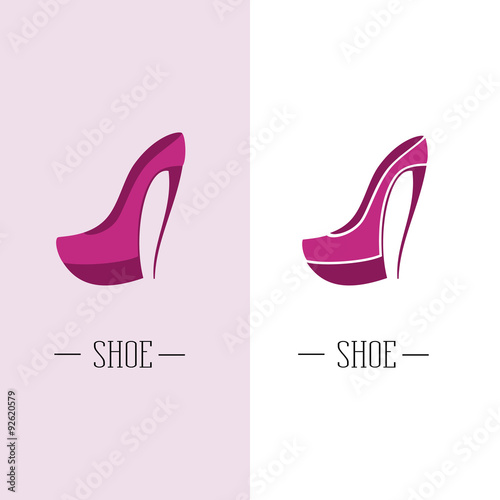 Stylized womens shoes. Logo shoe store.