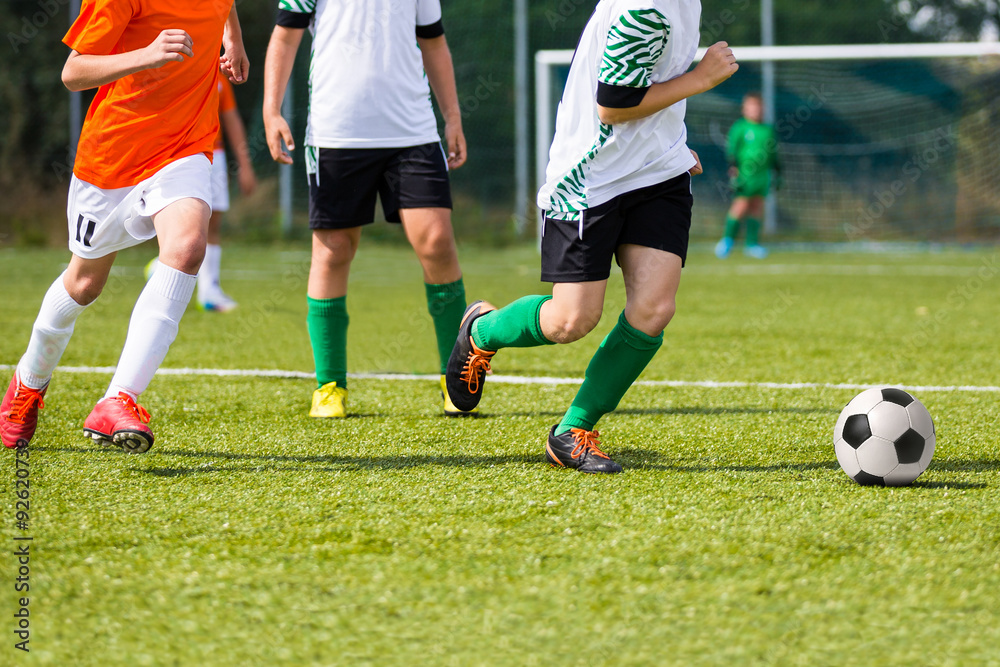 Football match for children. Training and soccer tournament