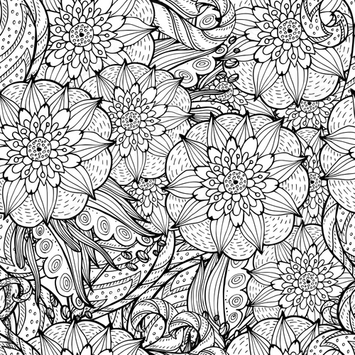 Vector colorless seamless pattern. Ethnic retro design