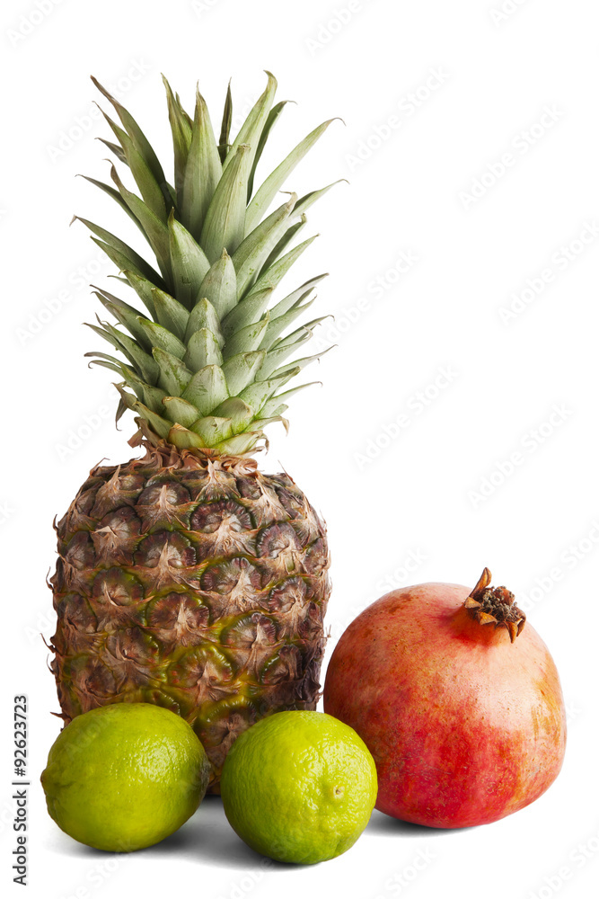 Tropical fruit isolated on white.